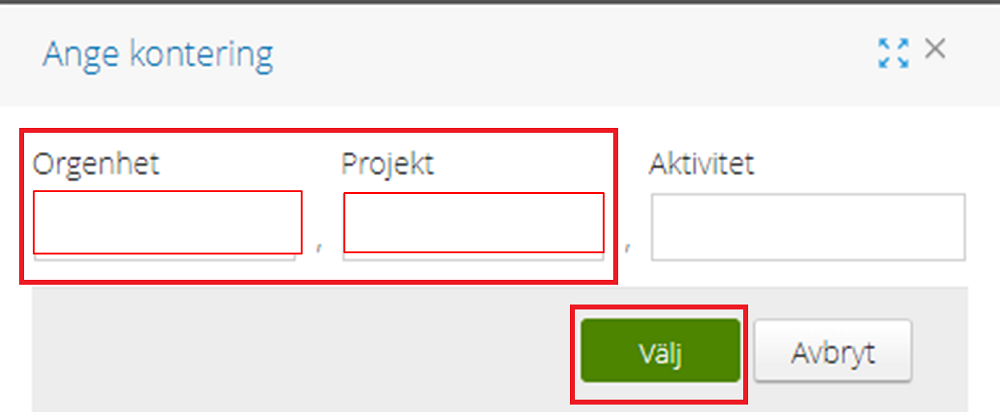 Select org unit and project and select.