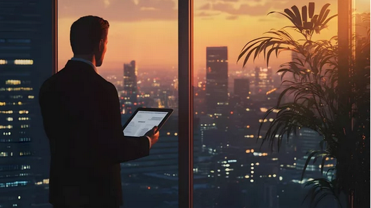 man laptop sunset
