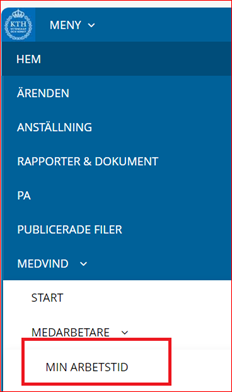 Visar klicka på Medvind och Min arbetstid.