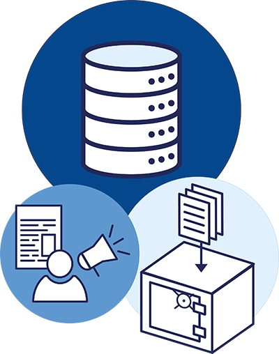 Graphic illustration about storing research data