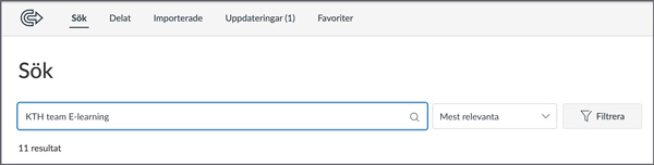 Canvas Commons i fliken "Sök" där ett sökfält syns.