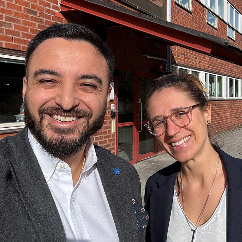 Rafael Guedez Mata and Silvia Trevisan outside the department of Energy Technology. 