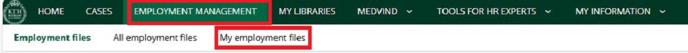Shows "Employment" at the top of the menu.