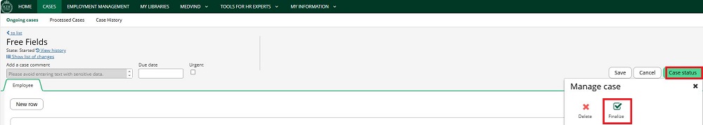 Shows where to click on "New Row".