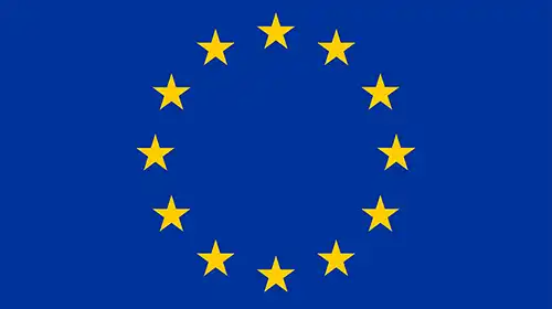 EU stars- yellow stars in a ring on blue background.
