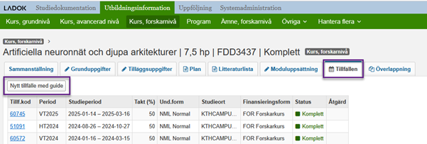 Nytt tillfälle med guide