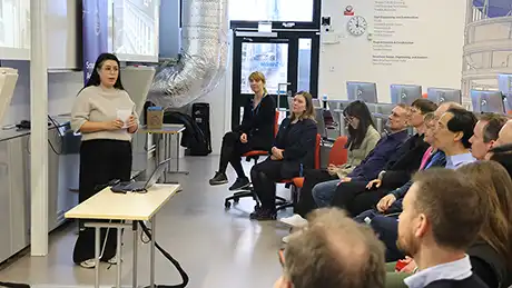 A woman presenting