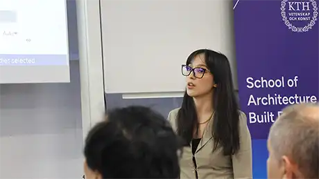 A woman talking