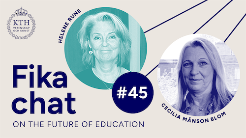 Graphics: Fika chat on the Future of Education #45. Picture of Helene and Cecilia.