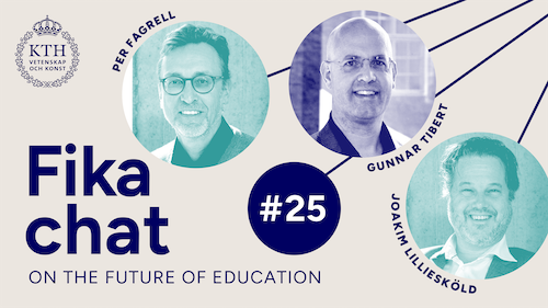 Graphics: Fika chat on the Future of Education #25 Picture of Per, Gunnar, Tibert.