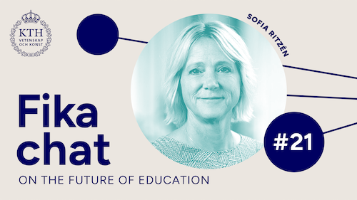 Graphics: Fika chat on the Future of Education #21. Picture of Sofia.
