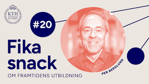 Grafik med KTH:s logotyp, texten Fikasnack #20, bild på Per.