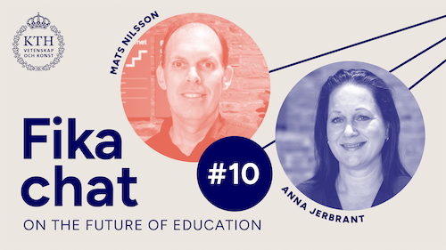 Graphics: Fika chat on the Future of Education #10. Picture of Mats and Anna.