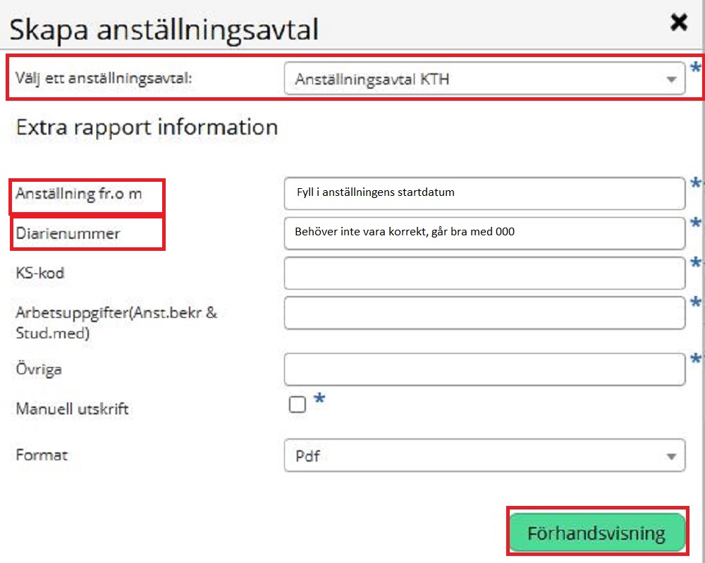 Skapa anställningsavtal