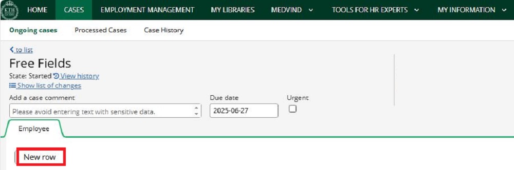 Click on "New Row"