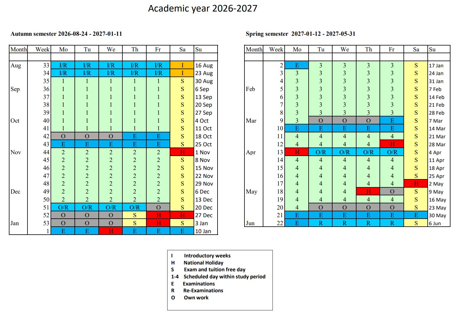 Graphic view of Academic Year 2026-2027 
