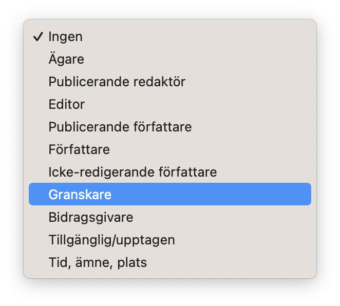 Granskare behörighetsnivå