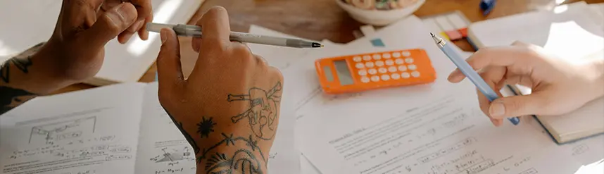 Students studying math