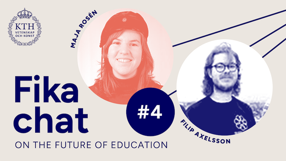Graphics: Fika chat on the Future of Education #4. Picture of Maja & Filip.