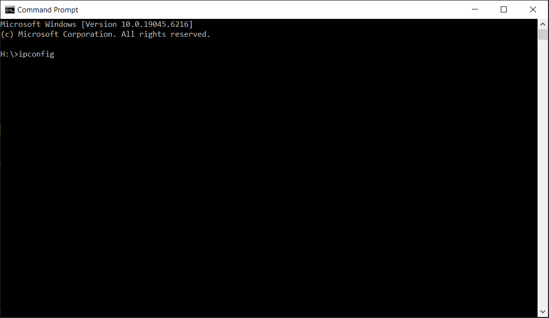 Skriv ipconfig i programmet