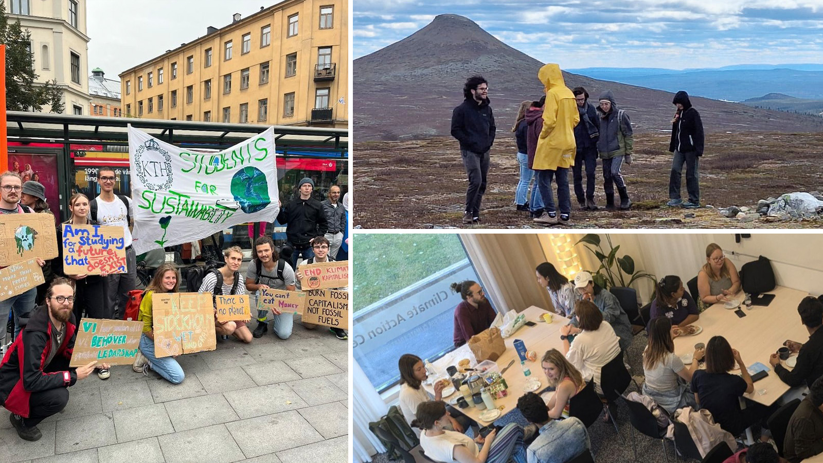Students at manifestation, at Fulufjället and at KTH Climate Action Centre 