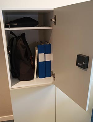 A lockable cabinet 