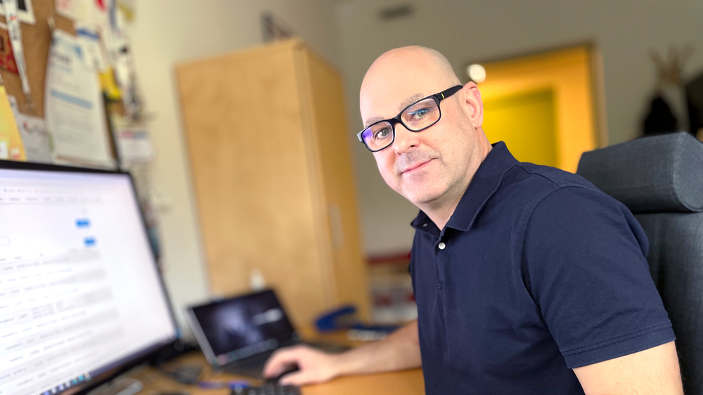 Björn at his office