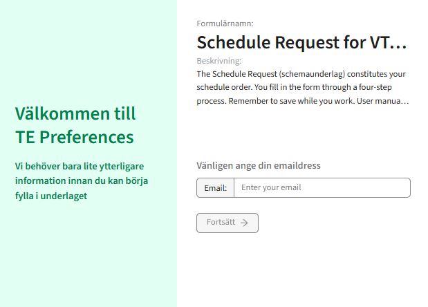 Inloggningssidan till Preferences