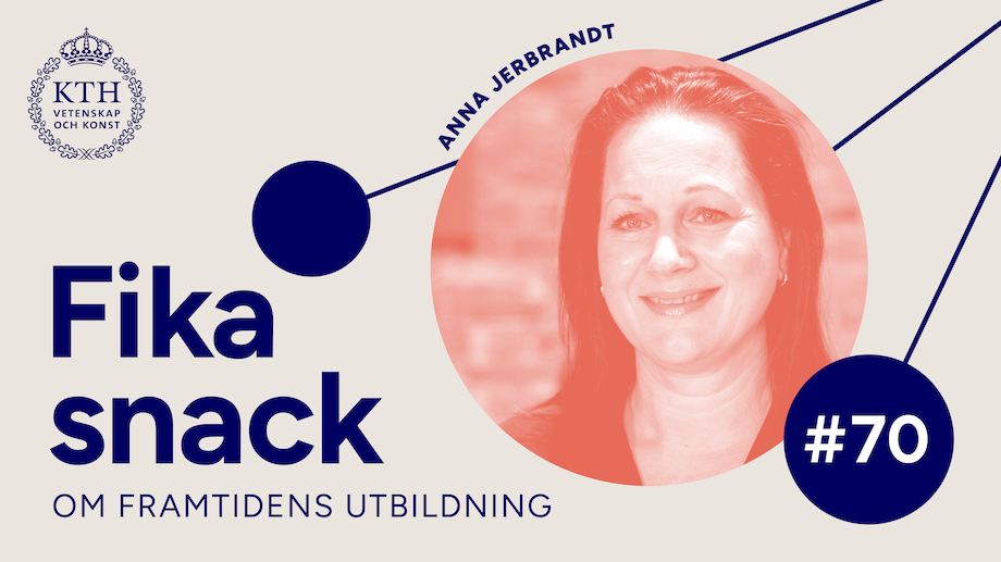 Fikasnack om framtidens utbildning #70. Kvinna framför bild.