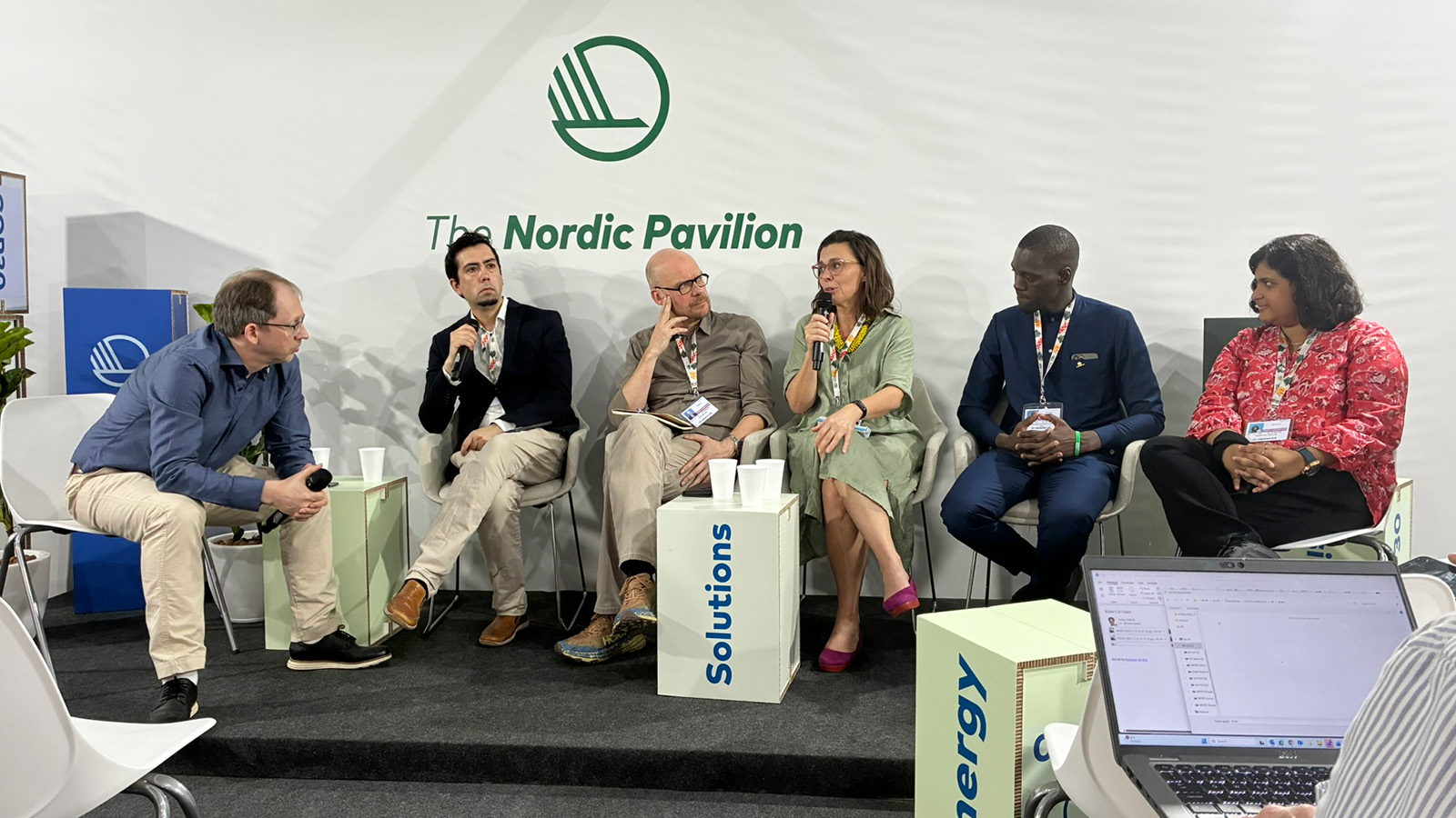 Åsa Persson at the Nordic pavilion with Aalto University and NTNU.