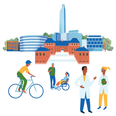 Illustration of people on KTH Campus