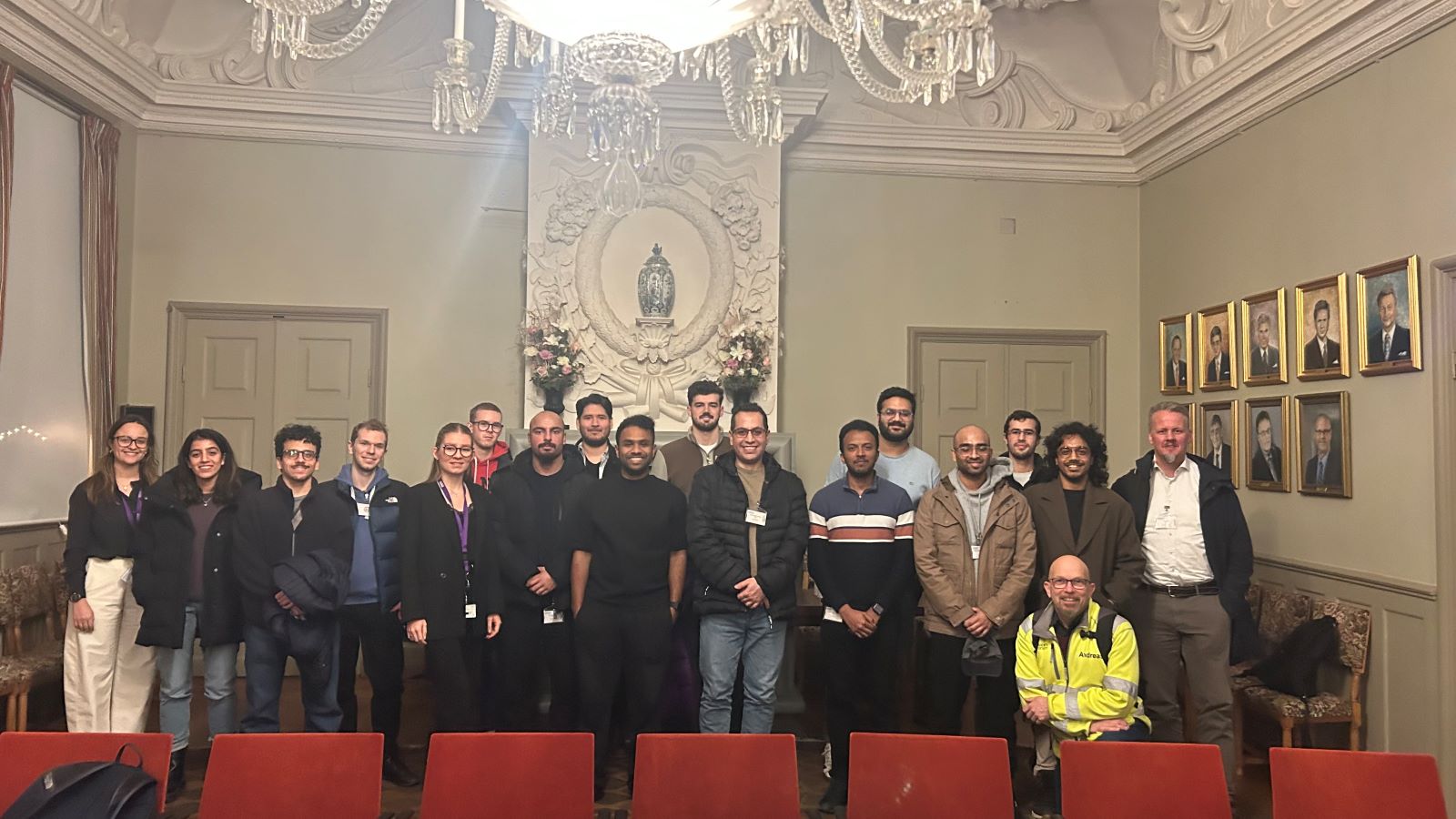 KTH students and faculty at  Siemens Energy’s historic meeting hall, during the industrial visit