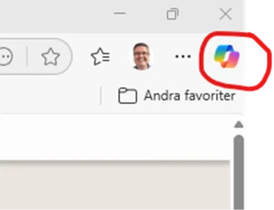 Bilden visar knappen för Copilot Chat