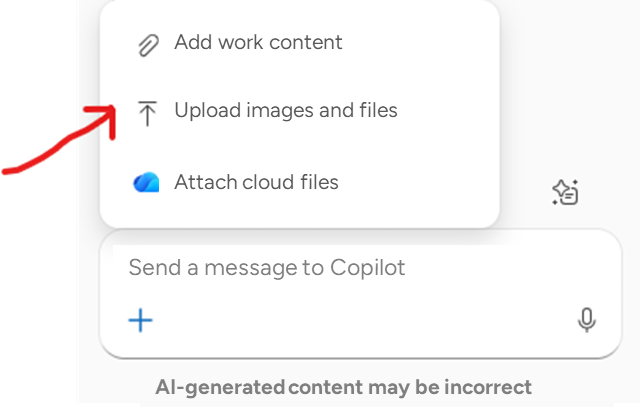 Shows the upload function for images and files