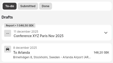 Status expense reports