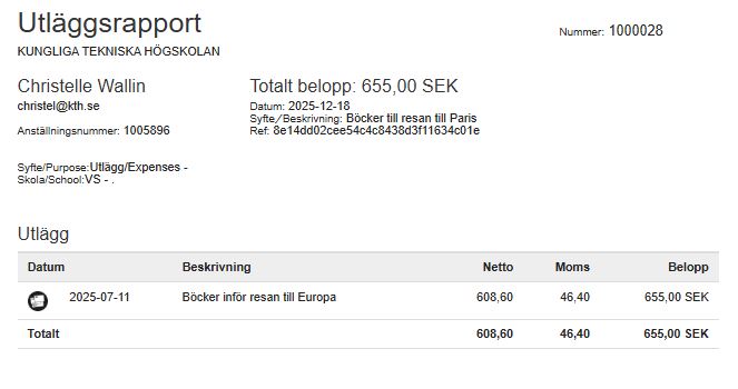 Sammanställning av utläggsrapporten