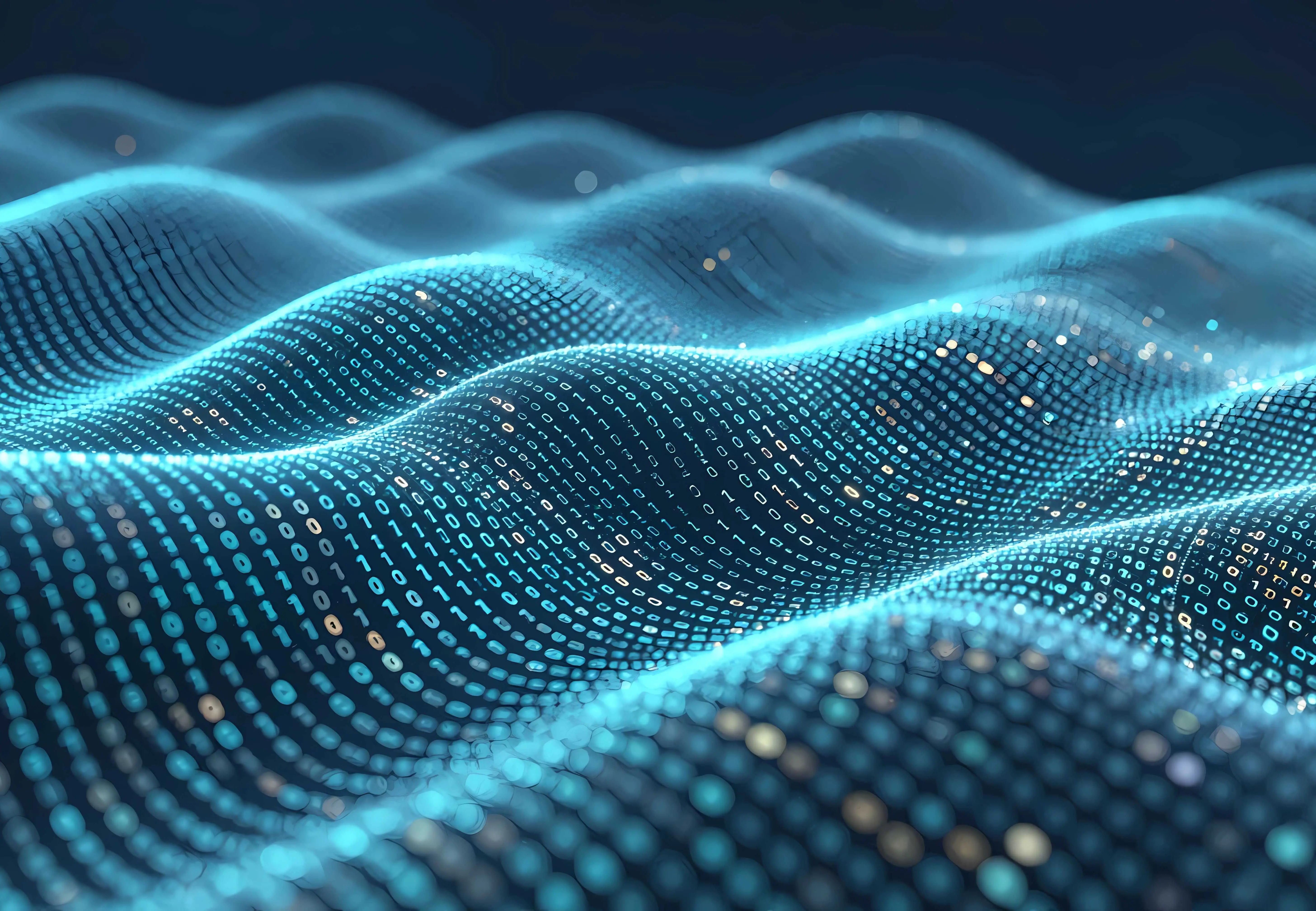 Dekorativ bild på ett rutnät av ettor och nollor