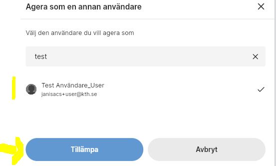 Tillämpa annan användare