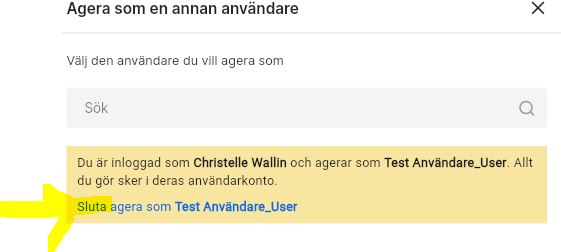 Sluta agera som annan användare