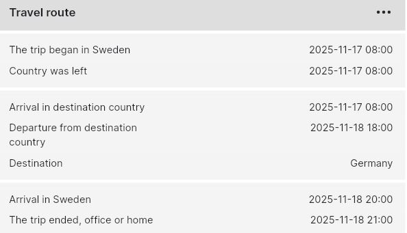 Example of trip that starts abroad