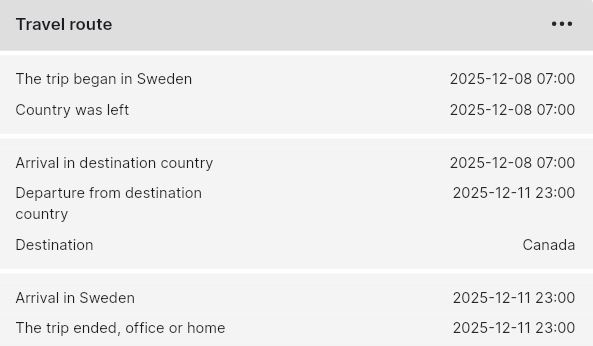 Example of trip that starts and ends abroad