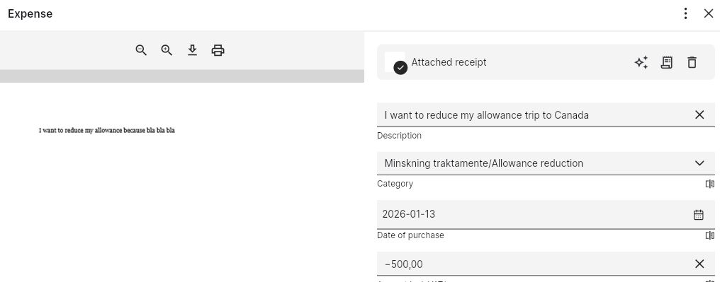 Expense type Allowance reduction