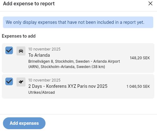Select which transaction you want to link to your report