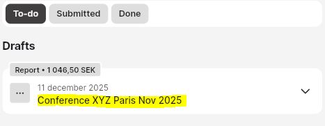 You can see your expense report under To-do