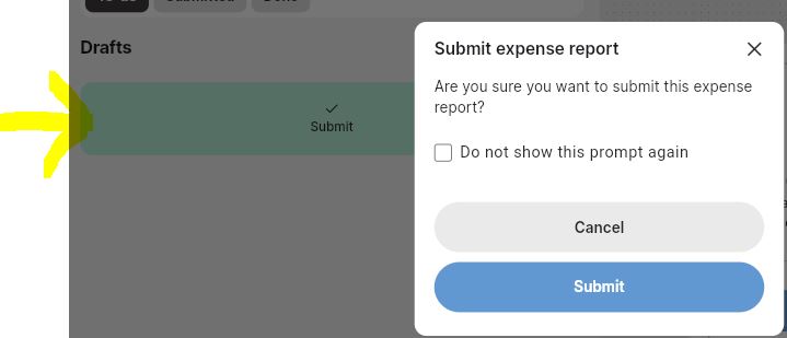 Swipe right to send your report for approval