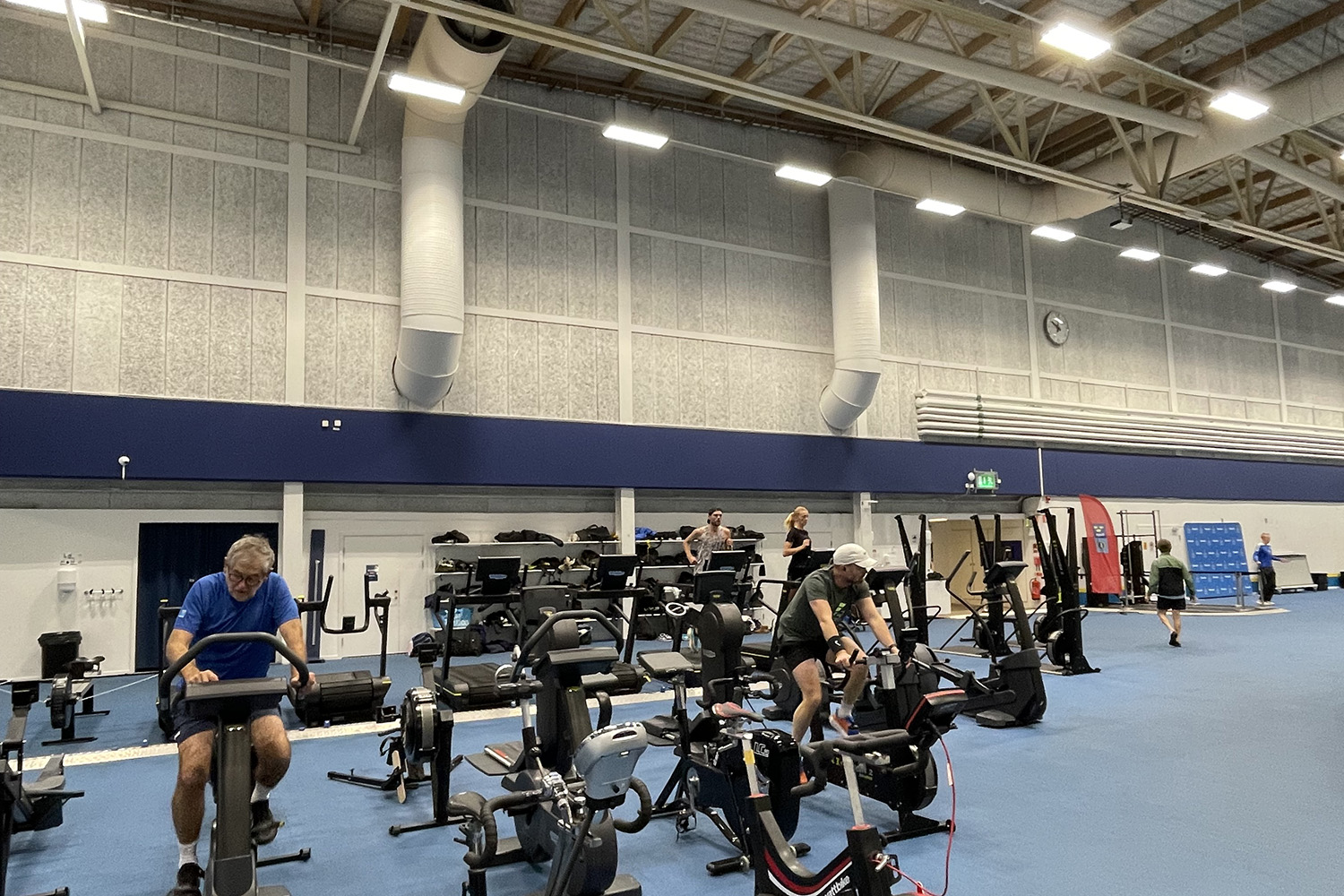 Sports facilities with ventilations pipes and Exercise bikes