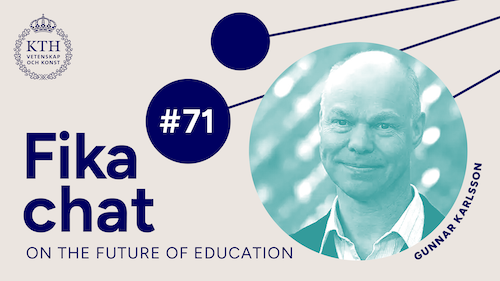 Graphics: Fika chat on the Future of Education #71. Picture of a man smiling.