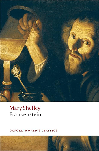 Book cover of Frankenstein. 