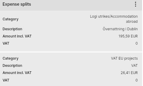 Example of split receipt