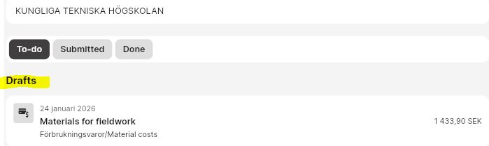 Saved expense is now in the To-do - Drafts folder